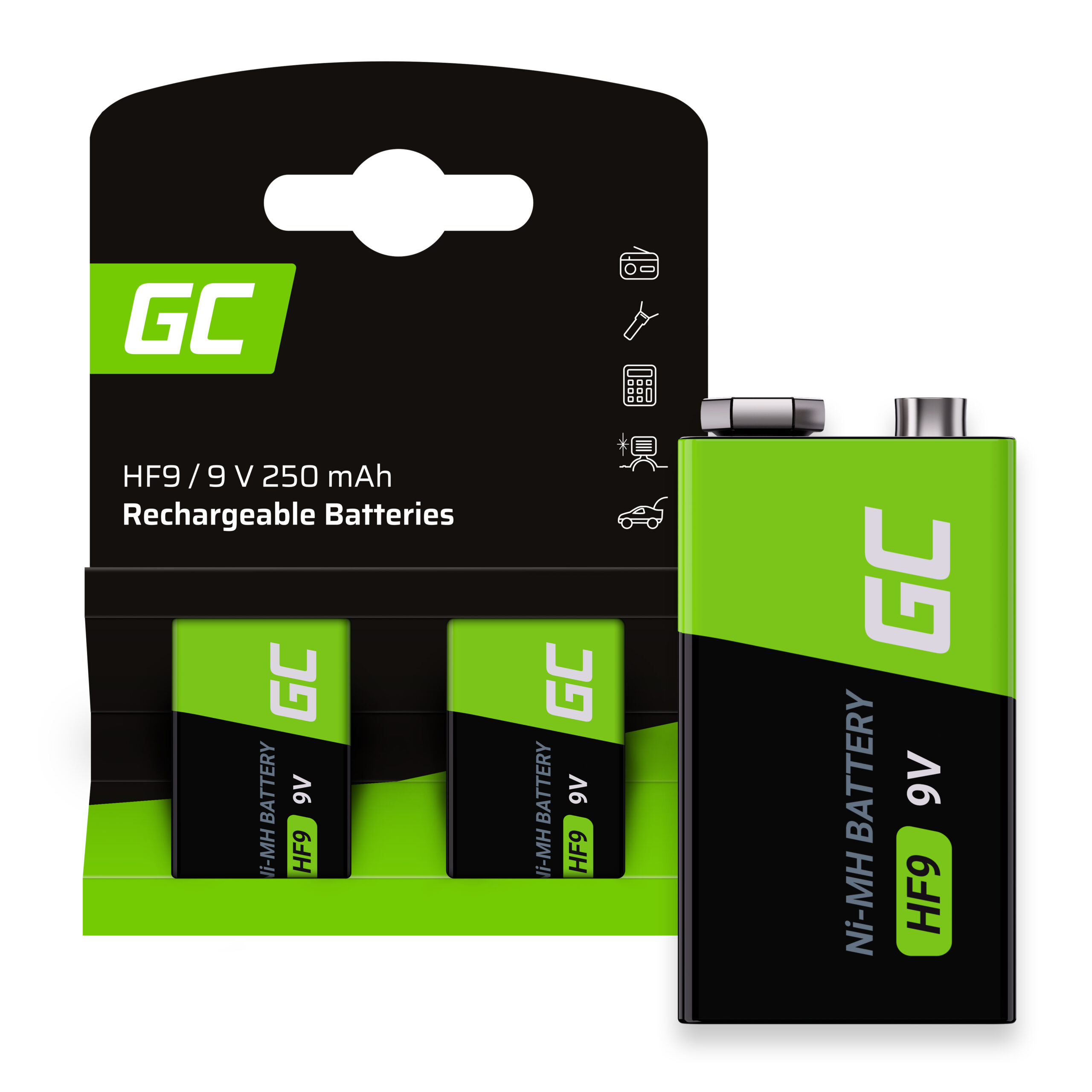 batteries-rechargeable-2x-9v-hf9-ni-mh-250mah-green-cell GR18 - Image 1