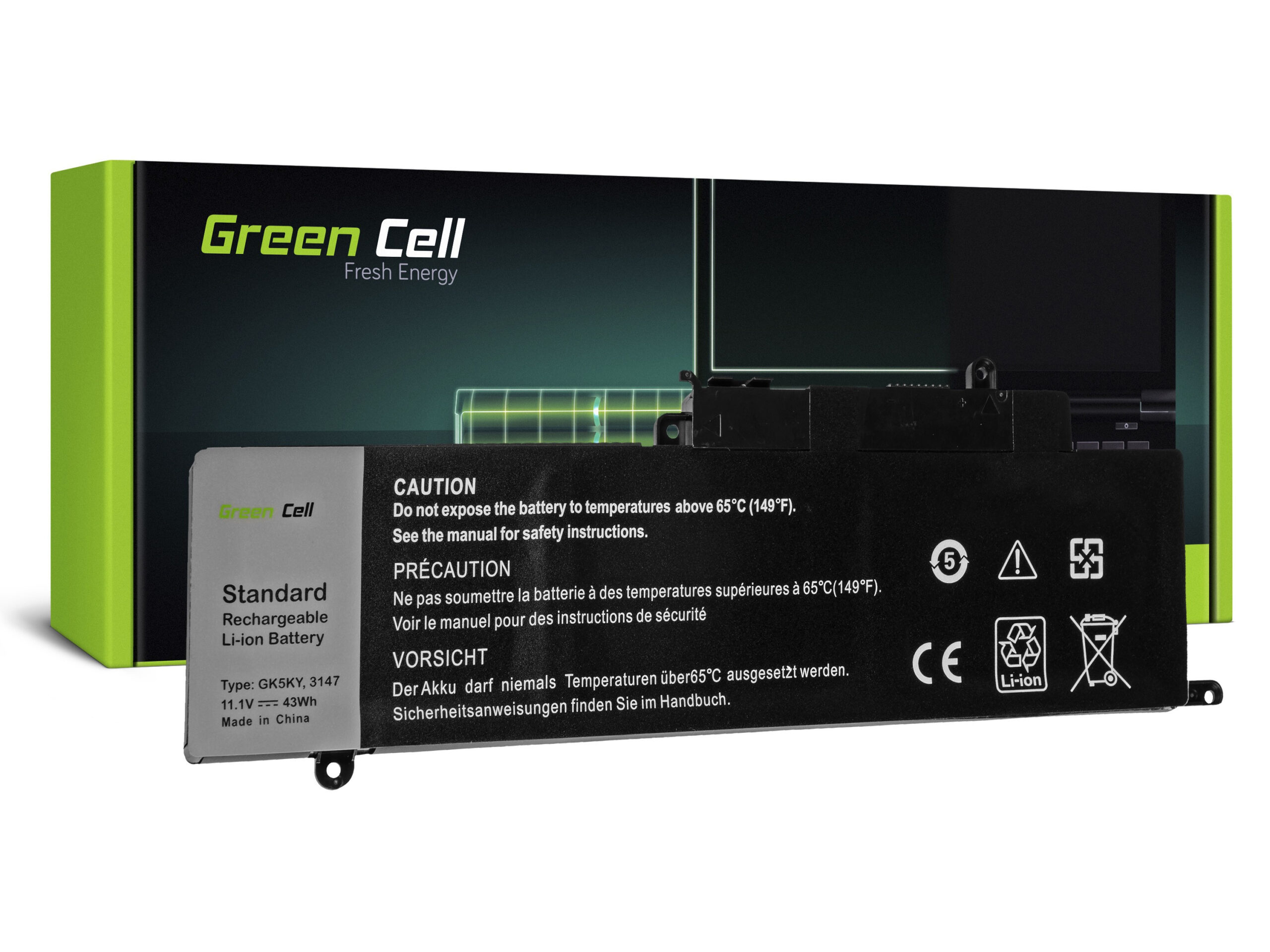 green-cell-battery-for-dell-inspiron-11-3147-3148-3152-3153-13-7347-7348-7352-111v-3850mah DE82 - Image 1