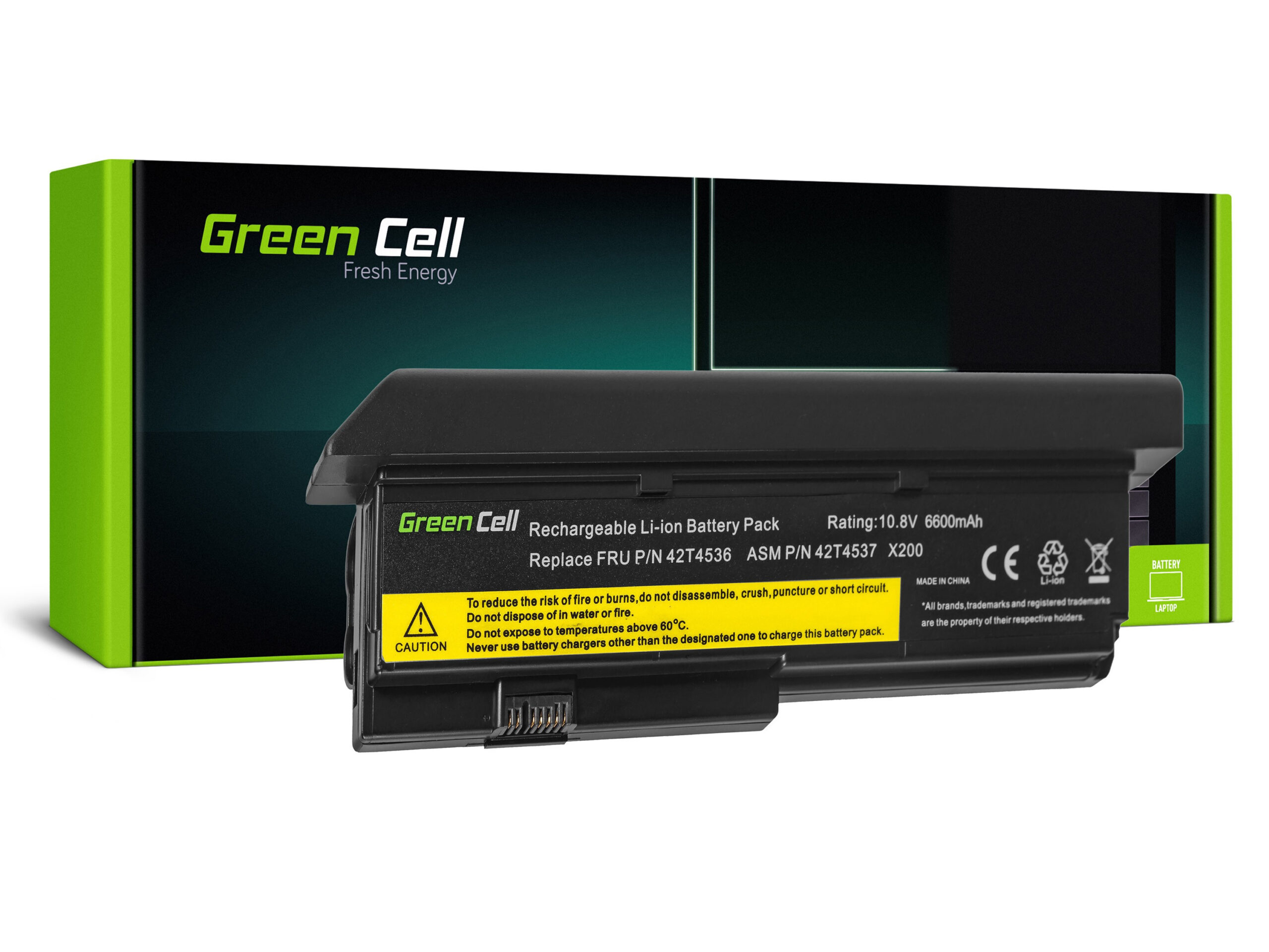 green-cell-battery-for-lenovo-thinkpad-x200-x201-x200s-x201i-111v-6600mah LE22 - Image 1