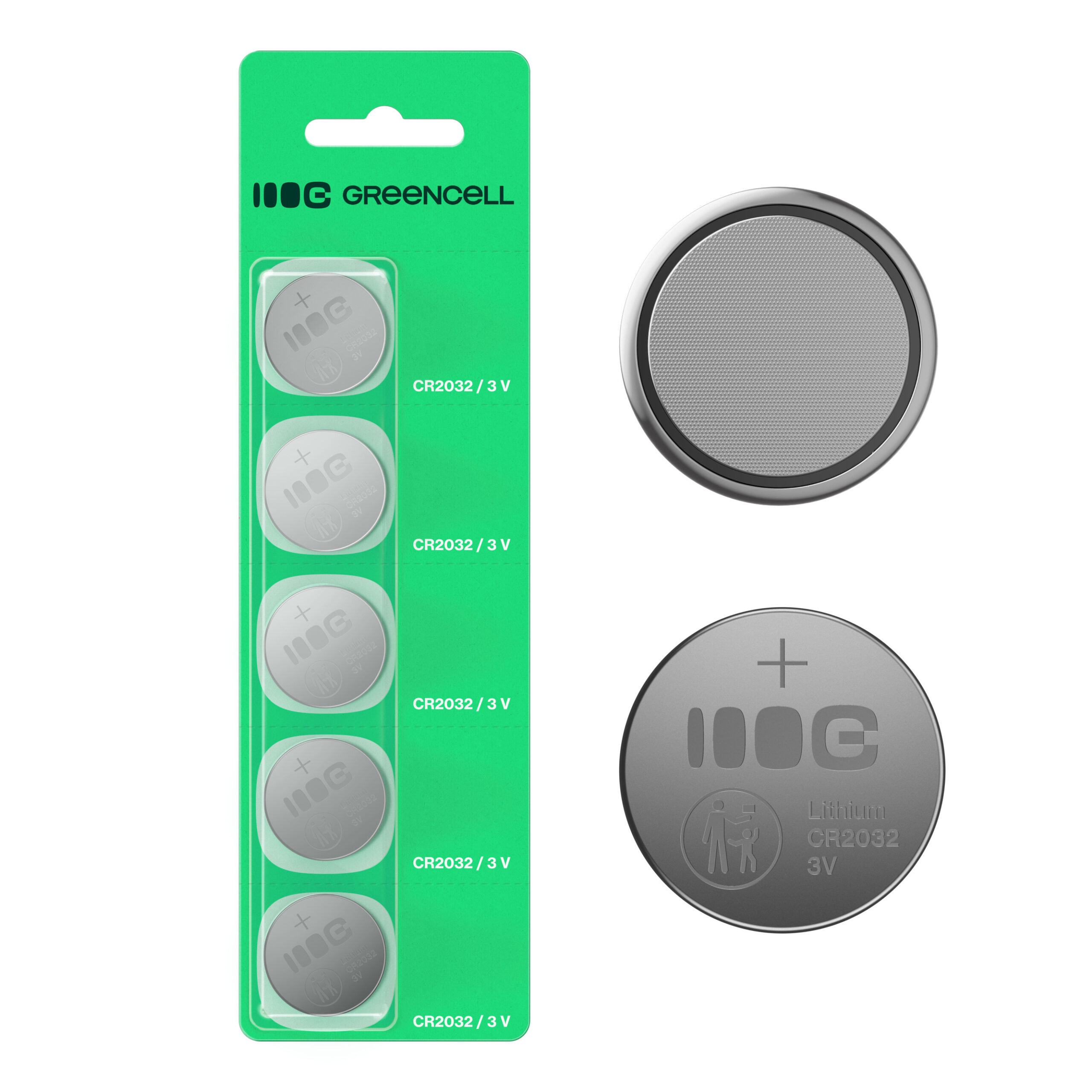 greencell-blister-5x-lithium-battery-cr2032-3v-220mah-button-cell-for-key-watch-remote-scale X5CR2032 - Image 1