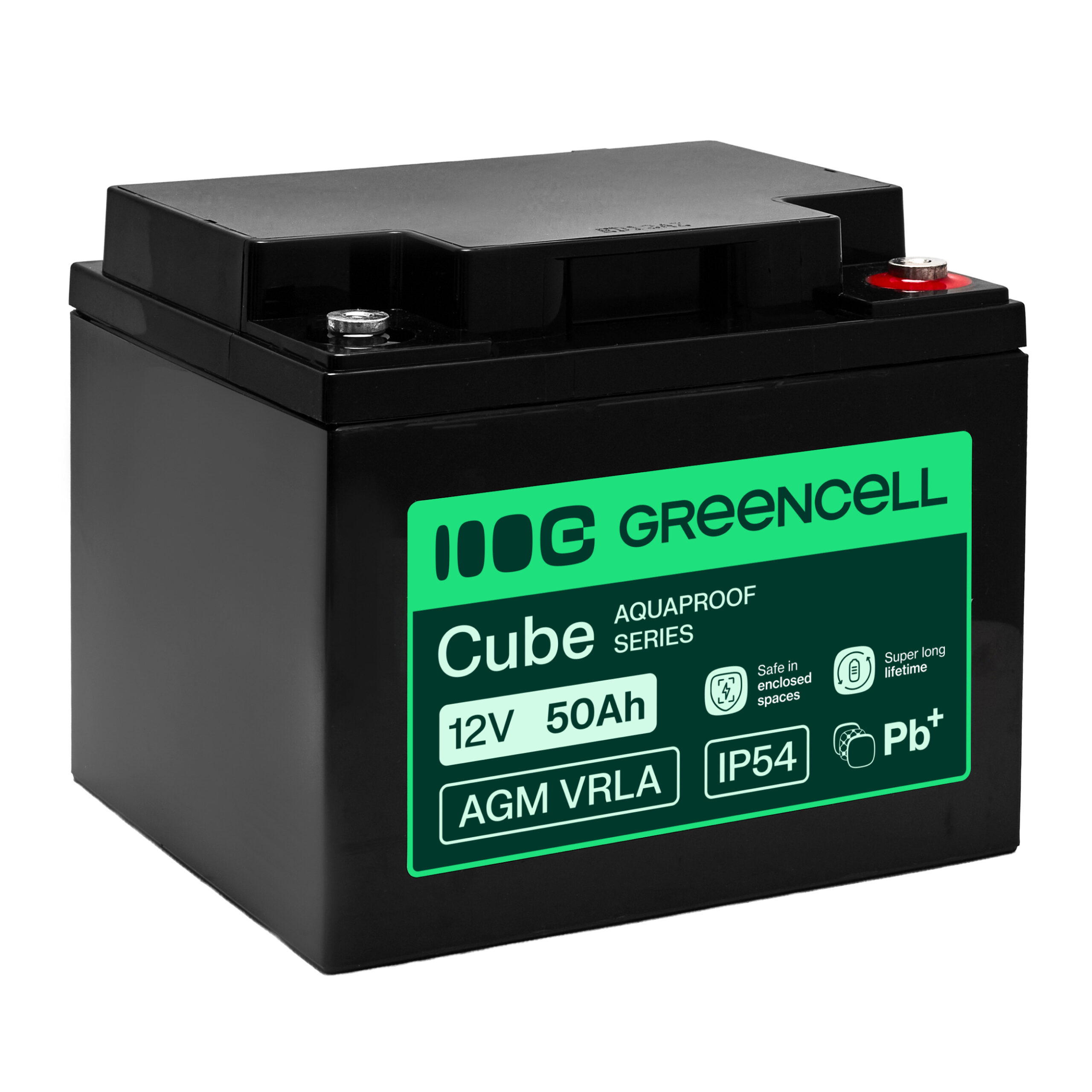 greencell-agm-vrla-12v-50ah-maintenance-free-battery-for-ups-scales-camper-197x166x170mm AGM12V50AH-H - Image 1