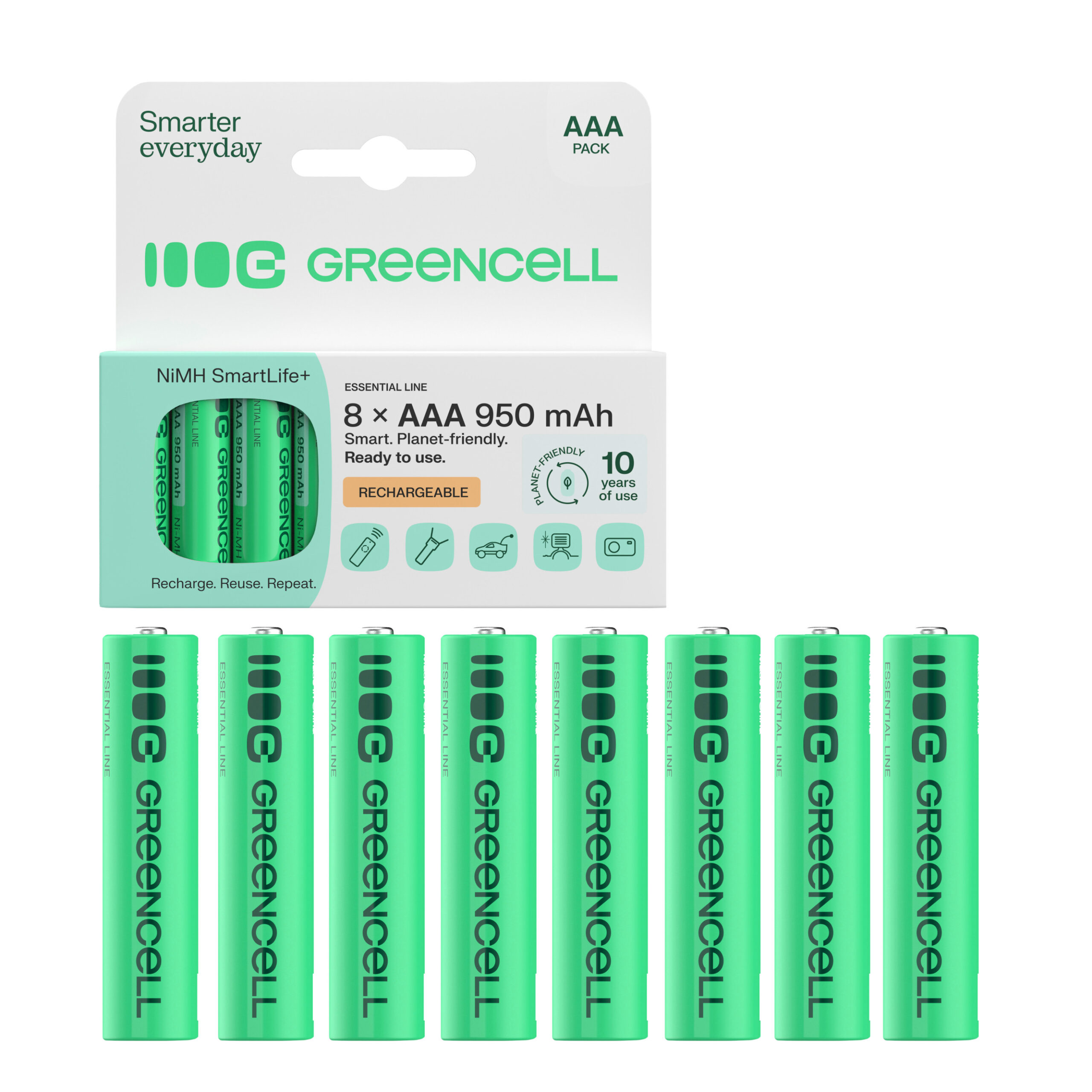 green-cell-vorgeladene-ni-mh-akkus-batterien-4x-aaa-hr03-950mah GR11 - Image 1